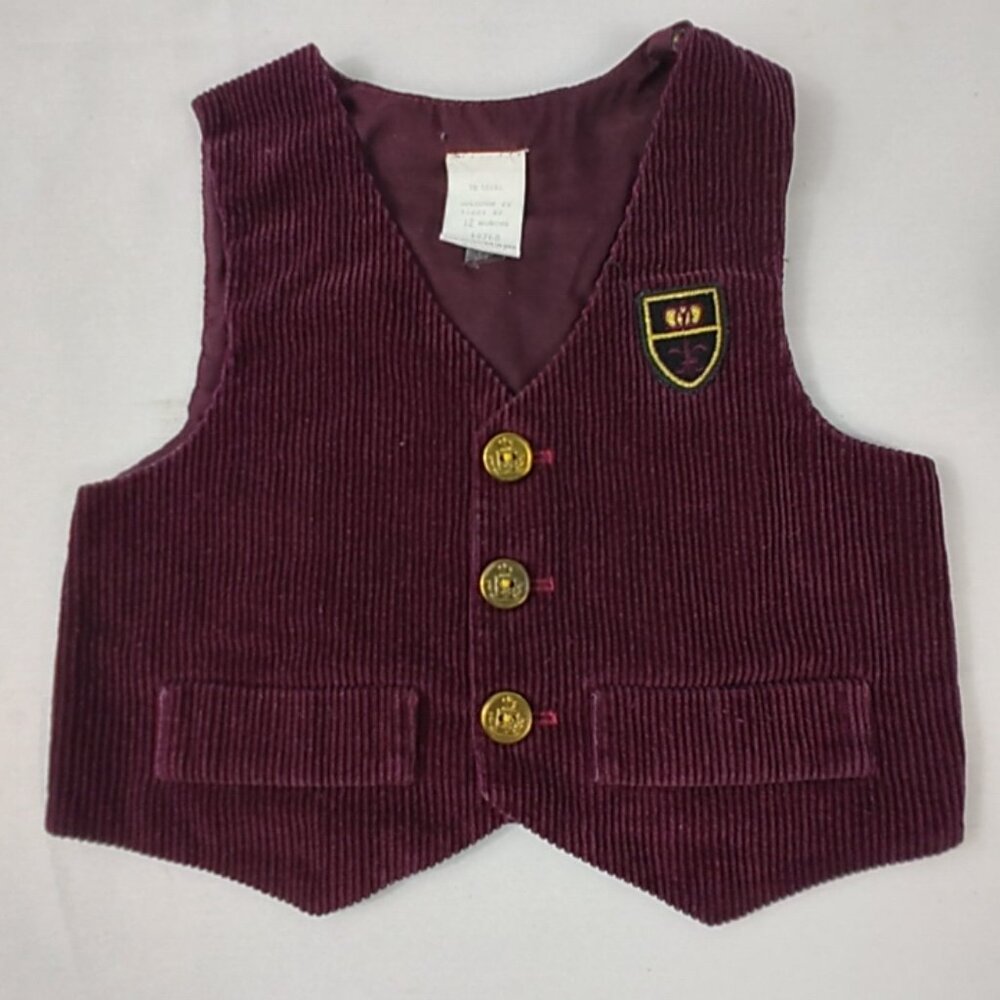 Vest Boy's Toddler Corduroy Burgundy Size 12 Months